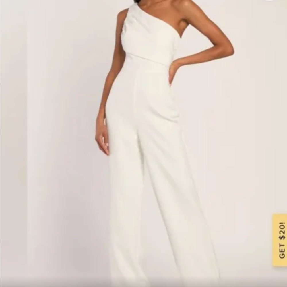 Lulu’s Special Sophistication White One-Shoulder Wide-Leg Jumpsuit